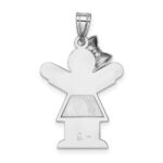 14k White Gold The Kids Medium Girl with Bow on Left Engravable Love Charm - Image 4