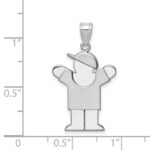 14k White Gold The Kids Medium Boy with Hat on Right Engravable Love Charm - Image 3