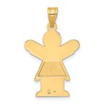 14k The Kids Solid Satin Medium Girl with Ruffles Engravable Love Charm - Image 4