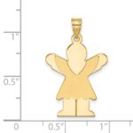 14k The Kids Solid Satin Medium Girl with Ruffles Engravable Love Charm - Image 3