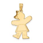 14k The Kids Solid Engravable Medium Girl with Bow on Right Kiss Charm - Image 4