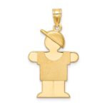 14k The Kids Solid Engravable Medium Boy with Hat on Right Hugs Charm
