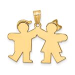 14k The Kids Solid Engravable Small Girl on Left and Boy on Right Kiss Charm - Image 4