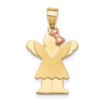14k Two-tone The Kids Small Girl with Ruffles and Bow on Right Engravable Love Charm