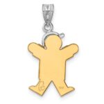 14k Two-tone The Kids Small Boy with Hat on Right Engravable Joy Charm - Image 3