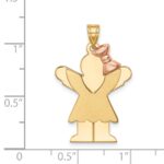 14k Two-tone The Kids Medium Girl with Ruffles and Bow on Right Engravable Love Charm - Image 3