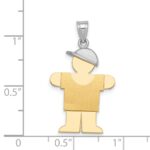 14k Two-tone The Kids Medium Boy with Hat on Right Engravable Hugs Charm - Image 2