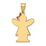 14k Two-tone The Kids Small Girl with  Ruffles and Bow on Right Engravable Love Charm - Image 4