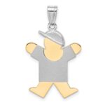 14k Two-tone The Kids Medium Boy with Hat on Right Engravable Joy Charm
