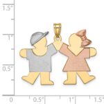 14k Tri-color The Kids Medium Boy on Left and Girl on Right Engravable Kiss Charm - Image 3