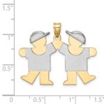 14k Two-tone The Kids Medium Double Boys Engravable Kiss Charm - Image 3