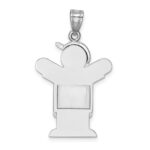 14k White Gold The Kids Medium Boy in Overalls with Hat on Left Engravable Love Charm - Image 4