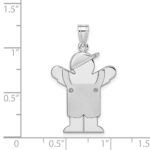 14k White Gold The Kids Medium Boy in Overalls with Hat on Left Engravable Love Charm - Image 3