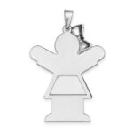 14k White Gold The Kids Large Girl with Ruffles and Bow on Left Engravable Love Charm - Image 4