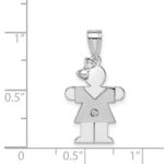 14k White Gold The Kids Small Girl with Bow on Left AA Diamond Hugs Charm - Image 3