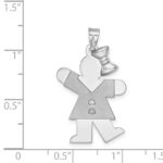 14k White Gold The Kids Medium Girl with Bow on Right AA Diamond Kiss Charm - Image 3