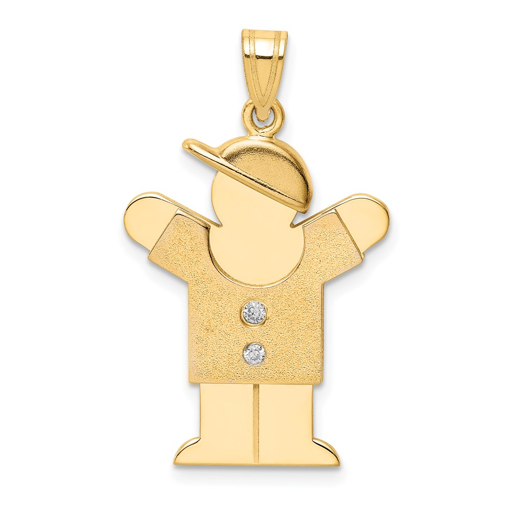 XK467AA.jpg 14k The Kids Medium Boy with Hat on Right AA Diamond Love Pendant - Image 1