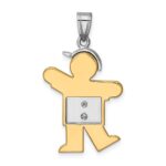 14k Two-tone The Kids Medium Boy with Hat on Left AA Diamond Kiss Pendant - Image 4