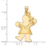 14k The Kids Puffed Girl with Bow on Right Engravable Kiss Charm - Image 3