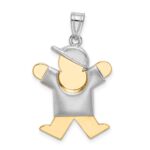 14k Two-tone The Kids Medium Puffed Boy with Hat on Right Engravable Joy Charm