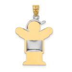 14k Two-tone The Kids Medium Puffed Boy with Hat on Right Engravable Love Charm - Image 4