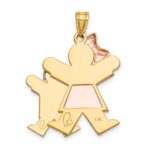 14k Tri-color The Kids Big Girl and Little Boy Engravable Joy Charm - Image 4