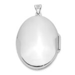14k White Gold Floral Border 32mm Oval Locket - Image 3