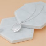 14k White Gold Floral Border 32mm Oval Locket - Image 6