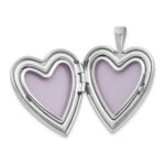 14k White Gold Diamond Satin and Diamond-cut Cross 20mm Heart Locket - Image 4