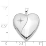 14K White Gold Polished and Satin Diamond Star 20mm Heart Locket - Image 5