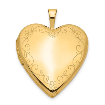 14K Floral Vine Border 20mm Heart Locket