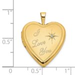 14K Satin Diamond Star I LOVE YOU Script 20mm Heart Locket - Image 5