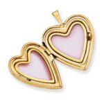 14k Pink and Green Enameled Floral MOM Script 20mm Heart Locket - Image 4