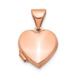 14k Rose Gold Polished Plain 10mm Heart Locket