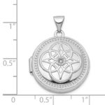 14K White Gold Diamond Fancy Knot Design 20mm Round Locket - Image 3