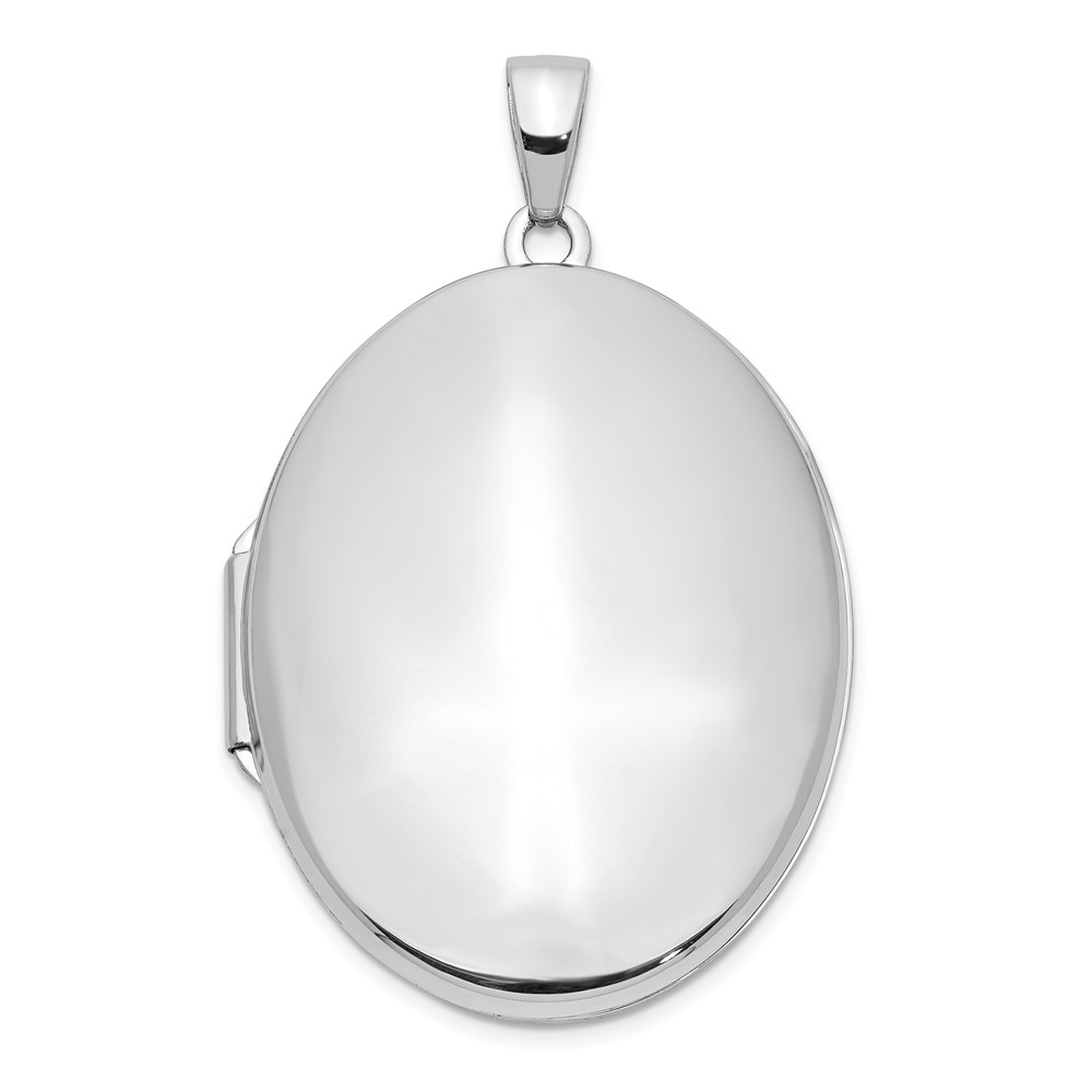 XL773.jpg 14k White Gold Polished Domed Plain 34mm Oval Locket - Image 1