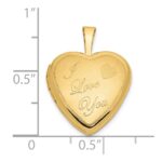 14k Polished and Satin I LOVE YOU Script 16mm Heart Locket - Image 3