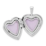 14k White Gold Polished and Satin I LOVE YOU Script 16mm Heart Locket - Image 5