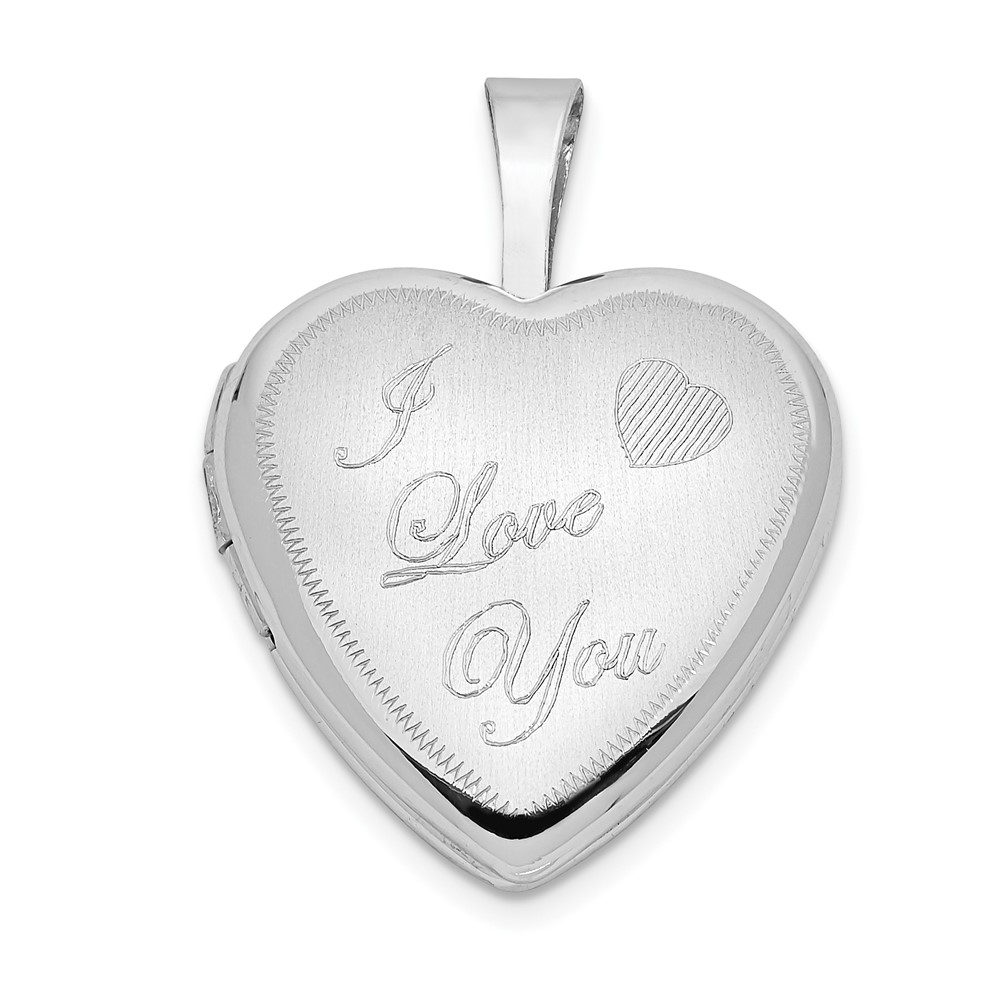 XL789.jpg 14k White Gold Polished and Satin I LOVE YOU Script 16mm Heart Locket - Image 1