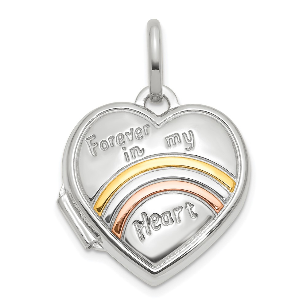 XL854W.jpg 14K White Gold with Rose and Yellow Plating FOREVER IN MY HEART 15mm Heart Locket - Image 1