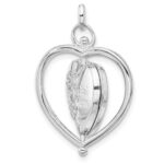 14K White Gold Floral SPECIAL MUM and Tree in Spinning Frame Reversible 15mm Heart Locket - Image 6