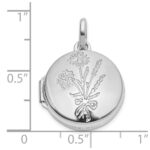 14K White Gold Polished Floral Reverses to GRANDDAUGHTER 16mm Round Locket - Image 3