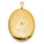 14k Polished Floral Scrolled 20mm Oval Locket