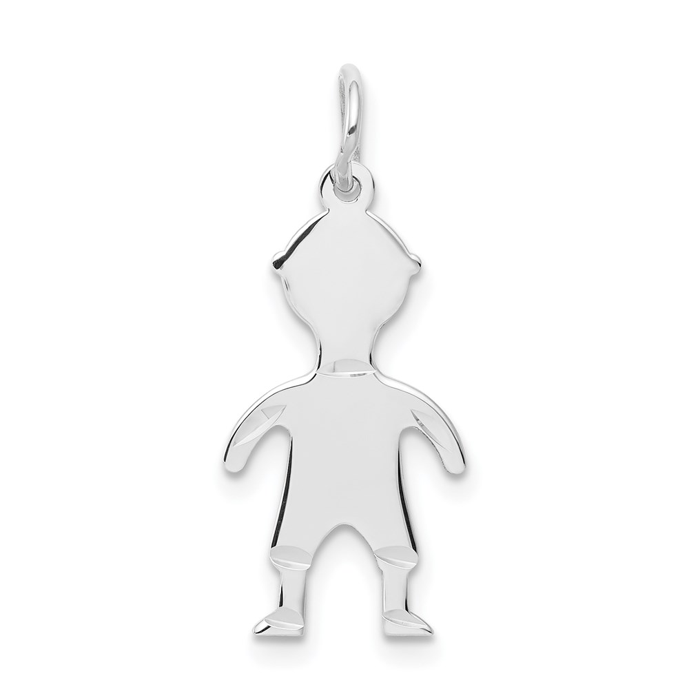 XM100W.jpg 14k White Gold .018 Depth Engravable Boy Charm - Image 1