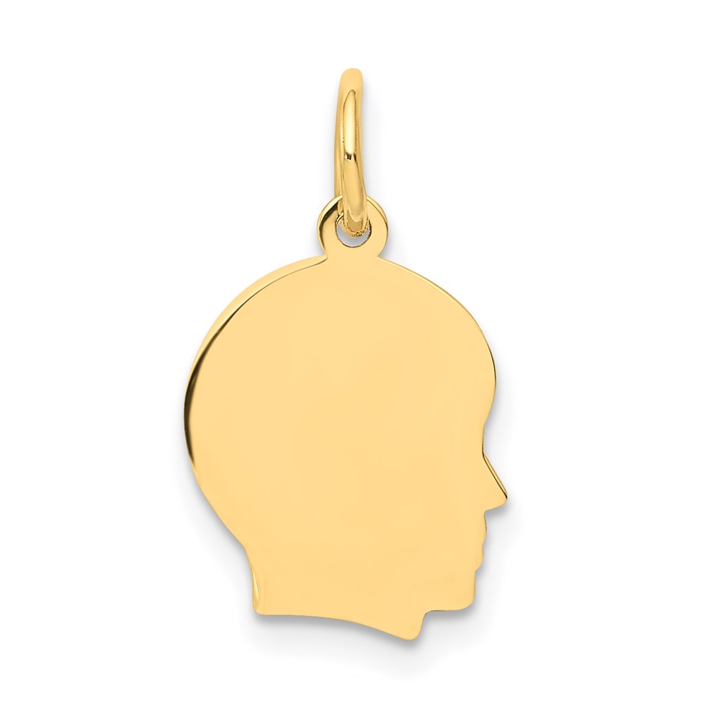 XM104-4.jpg 14k Plain Small .013 Gauge Facing Right Engravable Boy Head Charm - Image 1