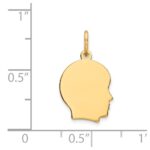 14k Plain Small .011 Gauge Facing Right Engravable Boy Head Charm - Image 3