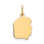 14k Plain Small .018 Gauge Facing Right Engravable Girl Head Charm