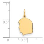 14k Plain Small .013 Gauge Facing Left Engravable Girl Head Charm - Image 2
