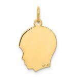 14k Plain Medium .027 Gauge Facing Right Engravable Boy Head Charm - Image 3