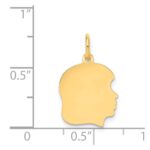14k Plain Medium .027 Gauge Facing Right Engravable Girl Head Charm - Image 2